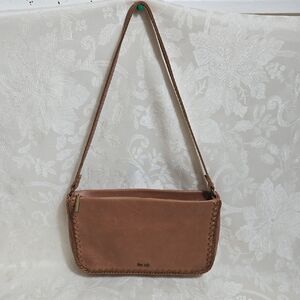 The Sak Brown Leather Braided Mini Boho Shoulder Bag